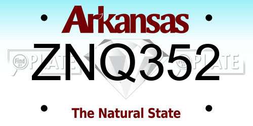 ZNQ352 Arkansas License Plate