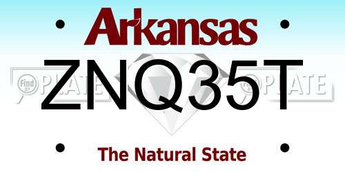 ZNQ35T Arkansas License Plate