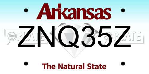 ZNQ35Z Arkansas License Plate