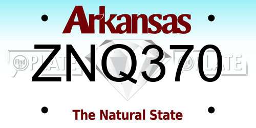 ZNQ370 Arkansas License Plate