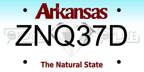 ZNQ37D Arkansas License Plate