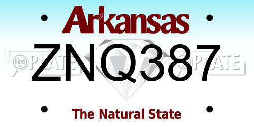 ZNQ387 Arkansas License Plate