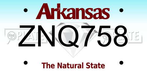 ZNQ758 Arkansas License Plate