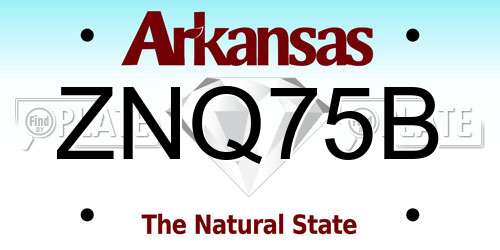 ZNQ75B Arkansas License Plate