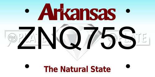 ZNQ75S Arkansas License Plate