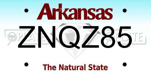 ZNQZ85 Arkansas License Plate