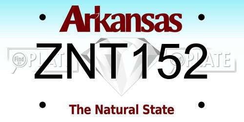 ZNT152 Arkansas License Plate