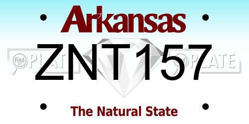 ZNT157 Arkansas License Plate