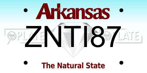 ZNTI87 Arkansas License Plate