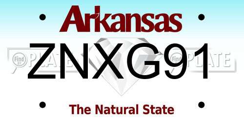 ZNXG91 Arkansas License Plate