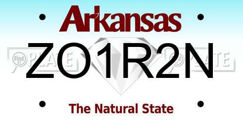 ZO1R2N Arkansas License Plate