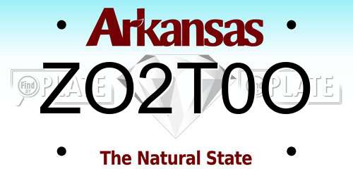 ZO2T0O Arkansas License Plate