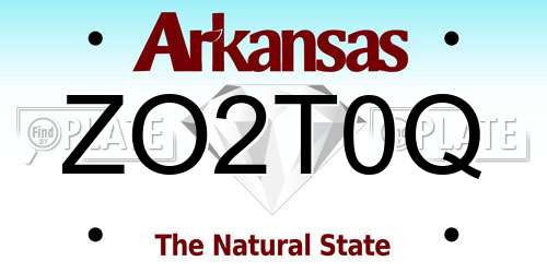 ZO2T0Q Arkansas License Plate