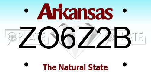 ZO6Z2B Arkansas License Plate