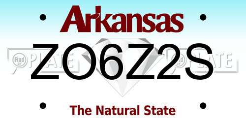 ZO6Z2S Arkansas License Plate