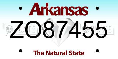 ZO87455 Arkansas License Plate