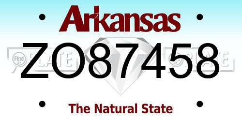 ZO87458 Arkansas License Plate