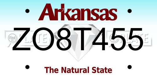 ZO8T455 Arkansas License Plate