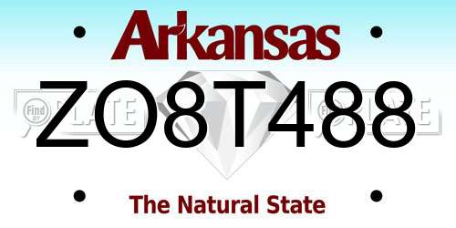 ZO8T488 Arkansas License Plate
