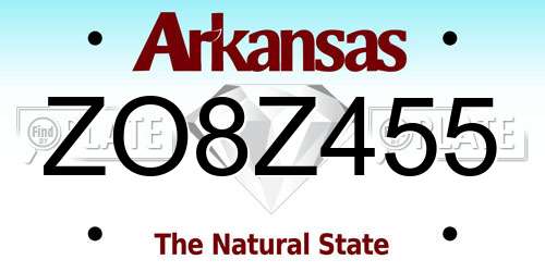 ZO8Z455 Arkansas License Plate