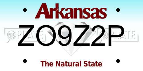 ZO9Z2P Arkansas License Plate