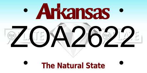 ZOA2622 Arkansas License Plate