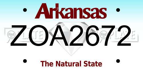 ZOA2672 Arkansas License Plate