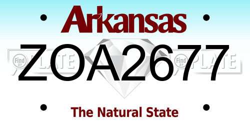 ZOA2677 Arkansas License Plate