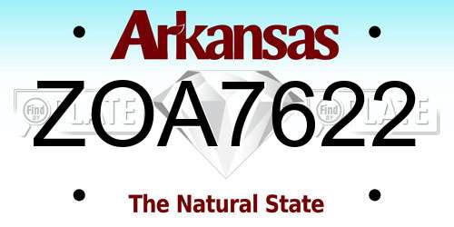 ZOA7622 Arkansas License Plate