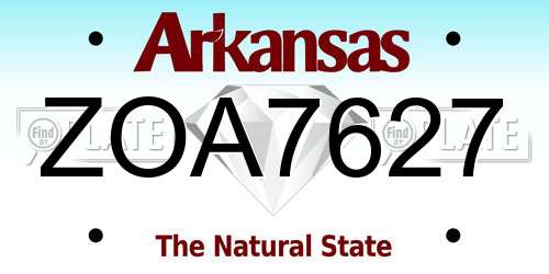 ZOA7627 Arkansas License Plate