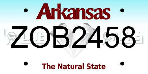 ZOB2458 Arkansas License Plate