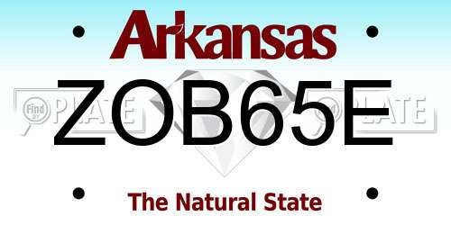 ZOB65E Arkansas License Plate