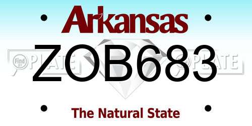 ZOB683 Arkansas License Plate