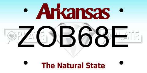 ZOB68E Arkansas License Plate