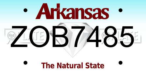 ZOB7485 Arkansas License Plate
