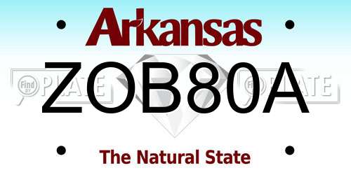 ZOB80A Arkansas License Plate