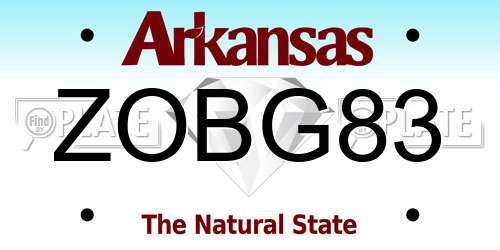 ZOBG83 Arkansas License Plate