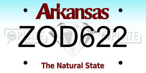 ZOD622 Arkansas License Plate