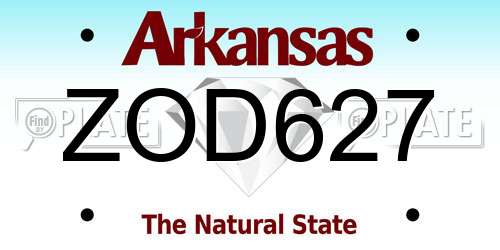 ZOD627 Arkansas License Plate