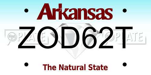 ZOD62T Arkansas License Plate