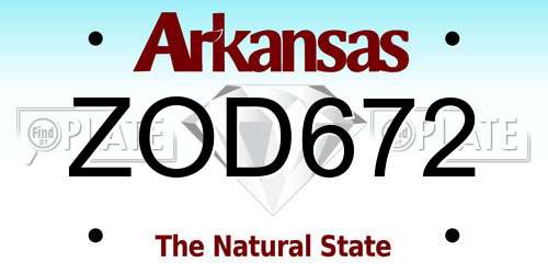 ZOD672 Arkansas License Plate