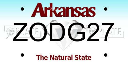 ZODG27 Arkansas License Plate