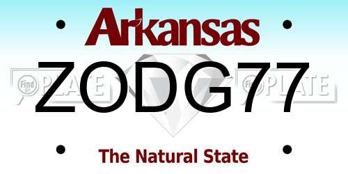 ZODG77 Arkansas License Plate