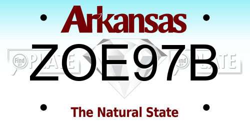 ZOE97B Arkansas License Plate