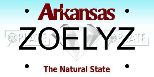 ZOELYZ Arkansas License Plate