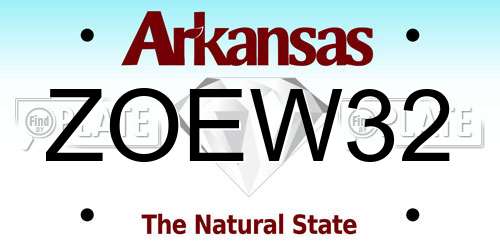ZOEW32 Arkansas License Plate