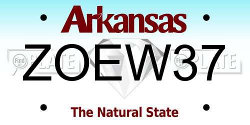 ZOEW37 Arkansas License Plate
