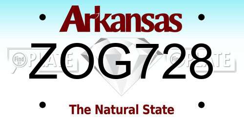 ZOG728 Arkansas License Plate
