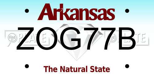 ZOG77B Arkansas License Plate
