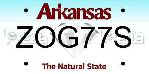 ZOG77S Arkansas License Plate